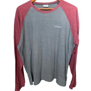 Columbia Men’s Gray & Heathered Red Relaxed Thermal Long Sleeve Shirt